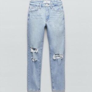 Good American X Zara Light Blue Distressed Women Jeans
